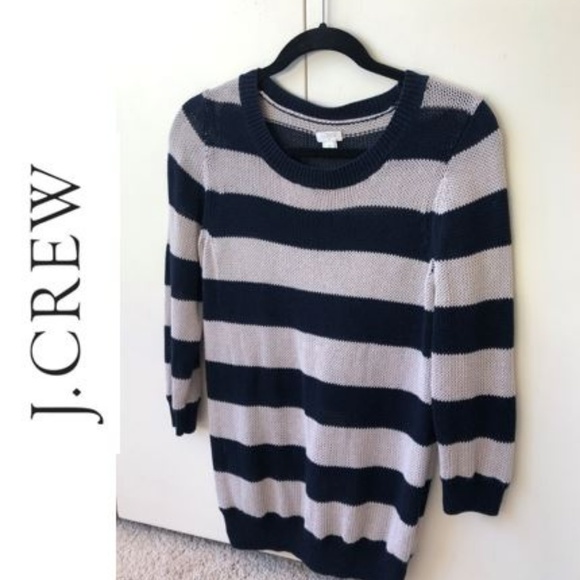 J. Crew Beach Sweater in Stripe blue tan line - Picture 3 of 4